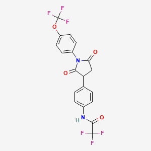 molecular formula C19H12F6N2O4 B1656071 N-[4-[2,5-dioxo-1-[4-(trifluoromethoxy)phenyl]pyrrolidin-3-yl]phenyl]-2,2,2-trifluoroacetamide CAS No. 499782-94-4