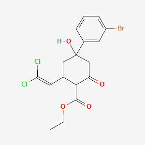 molecular formula C17H17BrCl2O4 B1656149 4-(3-Bromophenyl)-2-oxo-4-hydroxy-6-(2,2-dichlorovinyl)cyclohexanecarboxylic acid ethyl ester CAS No. 5107-47-1