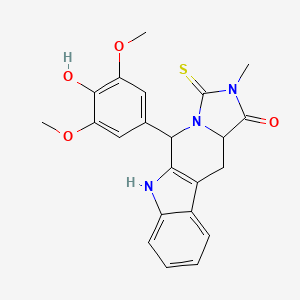 10-(4-Hydroxy-3,5-dimethoxyphenyl)-13-methyl-12-sulfanylidene-8,11,13-triazatetracyclo[7.7.0.02,7.011,15]hexadeca-1(9),2,4,6-tetraen-14-one