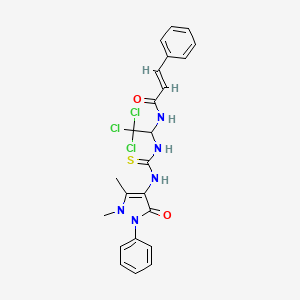molecular formula C23H22Cl3N5O2S B1656204 (E)-3-phenyl-N-[2,2,2-trichloro-1-[(1,5-dimethyl-3-oxo-2-phenylpyrazol-4-yl)carbamothioylamino]ethyl]prop-2-enamide CAS No. 5147-98-8