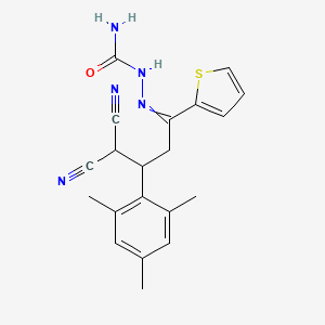 molecular formula C20H21N5OS B1656255 [[4,4-Dicyano-1-thiophen-2-yl-3-(2,4,6-trimethylphenyl)butylidene]amino]urea CAS No. 5182-62-7