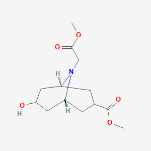 molecular formula C13H21NO5 B165627 Methyl (1R,5S)-7-hydroxy-9-(2-methoxy-2-oxoethyl)-9-azabicyclo[3.3.1]nonane-3-carboxylate CAS No. 125483-28-5