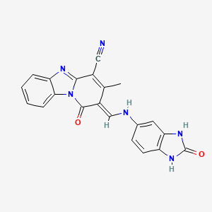 molecular formula C21H14N6O2 B1656289 (2E)-3-methyl-1-oxo-2-[[(2-oxo-1,3-dihydrobenzimidazol-5-yl)amino]methylidene]pyrido[1,2-a]benzimidazole-4-carbonitrile CAS No. 5202-06-2