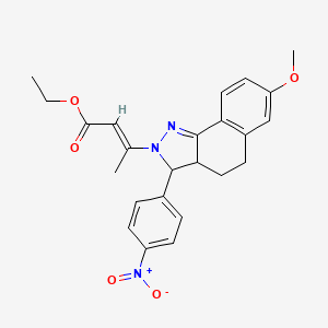molecular formula C24H25N3O5 B1656296 ethyl (E)-3-[7-methoxy-3-(4-nitrophenyl)-3,3a,4,5-tetrahydrobenzo[g]indazol-2-yl]but-2-enoate CAS No. 5210-23-1
