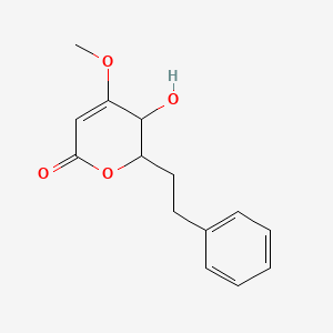 molecular formula C14H16O4 B1656330 5-羟基-4-甲氧基-6-(2-苯乙基)-5,6-二氢-2H-吡喃-2-酮 CAS No. 52247-81-1