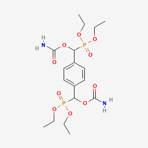 molecular formula C18H30N2O10P2 B1656350 [[4-[Carbamoyloxy(diethoxyphosphoryl)methyl]phenyl]-diethoxyphosphorylmethyl] carbamate CAS No. 5231-26-5
