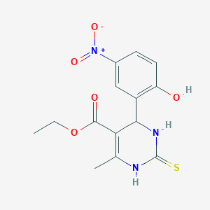 molecular formula C14H15N3O5S B1656356 ethyl 4-(2-hydroxy-5-nitrophenyl)-6-methyl-2-sulfanylidene-3,4-dihydro-1H-pyrimidine-5-carboxylate CAS No. 5236-71-5