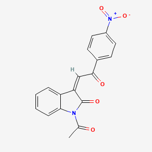 molecular formula C18H12N2O5 B1656359 (3Z)-1-acetyl-3-[2-(4-nitrophenyl)-2-oxoethylidene]indol-2-one CAS No. 5238-39-1