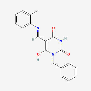 molecular formula C19H17N3O3 B1656360 1-Benzyl-6-hydroxy-5-[(2-methylphenyl)iminomethyl]pyrimidine-2,4-dione CAS No. 5240-56-2