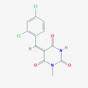 molecular formula C12H8Cl2N2O3 B1656362 (5E)-5-[(2,4-dichlorophenyl)methylidene]-1-methyl-1,3-diazinane-2,4,6-trione CAS No. 5240-91-5