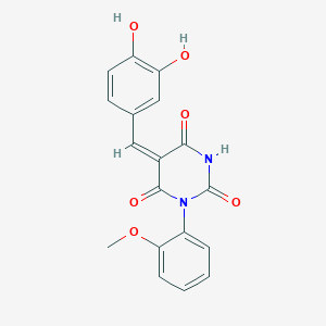 molecular formula C18H14N2O6 B1656363 (5E)-5-[(3,4-dihydroxyphenyl)methylidene]-1-(2-methoxyphenyl)-1,3-diazinane-2,4,6-trione CAS No. 5240-96-0