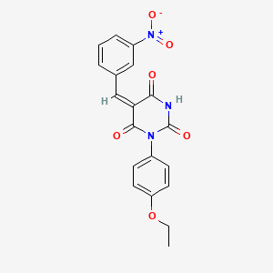 molecular formula C19H15N3O6 B1656365 (5E)-1-(4-ethoxyphenyl)-5-[(3-nitrophenyl)methylidene]-1,3-diazinane-2,4,6-trione CAS No. 5241-20-3
