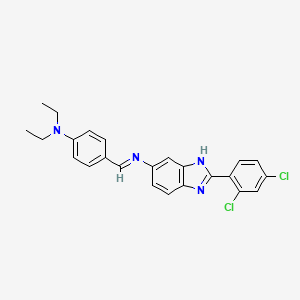 molecular formula C24H22Cl2N4 B1656378 4-[(E)-{[2-(2,4-Dichlorophenyl)-1H-benzimidazol-6-yl]imino}methyl]-N,N-diethylaniline CAS No. 5248-74-8