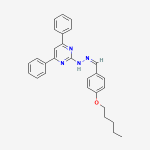 molecular formula C28H28N4O B1656393 N-[(Z)-(4-pentoxyphenyl)methylideneamino]-4,6-diphenylpyrimidin-2-amine CAS No. 5256-44-0