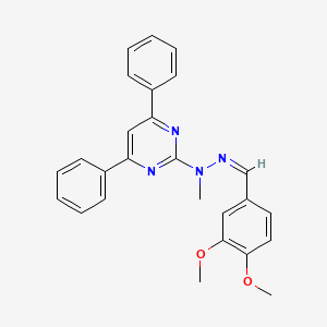 molecular formula C26H24N4O2 B1656394 N-[(Z)-(3,4-dimethoxyphenyl)methylideneamino]-N-methyl-4,6-diphenylpyrimidin-2-amine CAS No. 5256-47-3