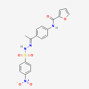 molecular formula C19H16N4O6S B1656402 N-(4-{N-[(4-nitrophenyl)sulfonyl]ethanehydrazonoyl}phenyl)-2-furamide CAS No. 5259-77-8