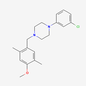 molecular formula C20H25ClN2O B1656413 1-(3-Chlorophenyl)-4-[(4-methoxy-2,5-dimethylphenyl)methyl]piperazine CAS No. 5266-53-5