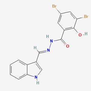 molecular formula C16H11Br2N3O2 B1656431 3,5-Dibromo-2-hydroxy-N-[(E)-1H-indol-3-ylmethylideneamino]benzamide CAS No. 5275-88-7