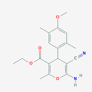 molecular formula C19H22N2O4 B1656451 ethyl 6-amino-5-cyano-4-(4-methoxy-2,5-dimethylphenyl)-2-methyl-4H-pyran-3-carboxylate CAS No. 5283-61-4