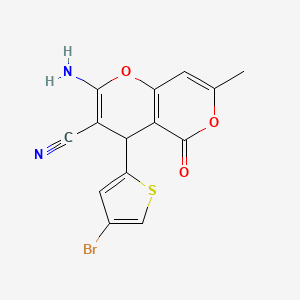 molecular formula C14H9BrN2O3S B1656454 2-amino-4-(4-bromothiophen-2-yl)-7-methyl-5-oxo-4H-pyrano[3,2-c]pyran-3-carbonitrile CAS No. 5285-12-1