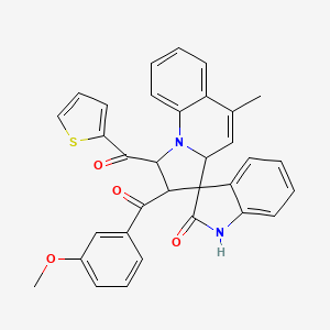 2'-(3-methoxybenzoyl)-5'-methyl-1'-(thiophene-2-carbonyl)spiro[1H-indole-3,3'-2,3a-dihydro-1H-pyrrolo[1,2-a]quinoline]-2-one