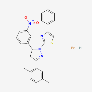 molecular formula C26H23BrN4O2S B1656478 2-[5-(2,5-Dimethylphenyl)-3-(3-nitrophenyl)-3,4-dihydropyrazol-2-yl]-4-phenyl-1,3-thiazole;hydrobromide CAS No. 5301-80-4