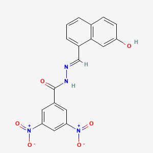 molecular formula C18H12N4O6 B1656492 N-[(E)-(7-Hydroxynaphthalen-1-yl)methylideneamino]-3,5-dinitrobenzamide CAS No. 5304-93-8