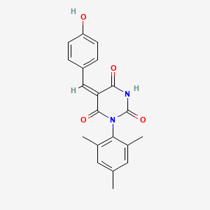 B1656510 (5E)-5-[(4-hydroxyphenyl)methylidene]-1-(2,4,6-trimethylphenyl)-1,3-diazinane-2,4,6-trione CAS No. 5309-29-5