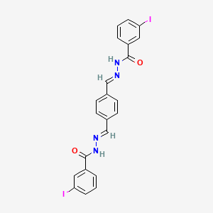 3-iodo-N-[(E)-[4-[(E)-[(3-iodobenzoyl)hydrazinylidene]methyl]phenyl]methylideneamino]benzamide