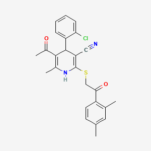 molecular formula C25H23ClN2O2S B1656546 5-Acetyl-4-(2-chlorophenyl)-2-[2-(2,4-dimethylphenyl)-2-oxoethyl]sulfanyl-6-methyl-1,4-dihydropyridine-3-carbonitrile CAS No. 5320-69-4