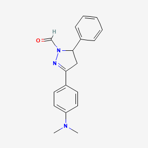 molecular formula C18H19N3O B1656549 3-[4-(dimethylamino)phenyl]-5-phenyl-4,5-dihydro-1H-pyrazole-1-carbaldehyde CAS No. 5322-41-8