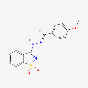 molecular formula C15H13N3O3S B1656550 4-Methoxybenzaldehyde (1,1-dioxido-1,2-benzisothiazol-3-yl)hydrazone CAS No. 5323-21-7