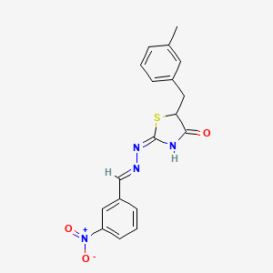 molecular formula C18H16N4O3S B1656552 (2E)-5-[(3-methylphenyl)methyl]-2-[(E)-(3-nitrophenyl)methylidenehydrazinylidene]-1,3-thiazolidin-4-one CAS No. 5325-12-2