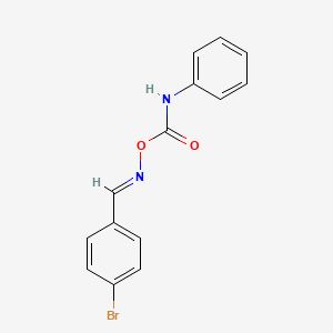 molecular formula C14H11BrN2O2 B1656556 Anilino({(E)-[(4-bromophenyl)methylidene]amino}oxy)methanone CAS No. 5325-63-3