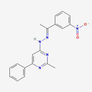 molecular formula C19H17N5O2 B1656575 2-methyl-N-[(E)-1-(3-nitrophenyl)ethylideneamino]-6-phenylpyrimidin-4-amine CAS No. 5338-34-1