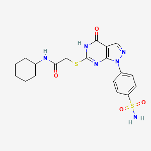 molecular formula C19H22N6O4S2 B1656603 2-({1-[4-(aminosulfonyl)phenyl]-4-oxo-4,5-dihydro-1H-pyrazolo[3,4-d]pyrimidin-6-yl}thio)-N-cyclohexylacetamide CAS No. 534596-54-8