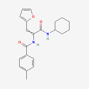 B1656675 N-[3-(cyclohexylamino)-1-(furan-2-yl)-3-oxoprop-1-en-2-yl]-4-methylbenzamide CAS No. 5367-23-7