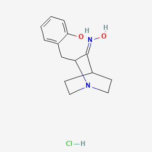 molecular formula C14H19ClN2O2 B1656692 2-[[(3E)-3-hydroxyimino-1-azabicyclo[2.2.2]octan-2-yl]methyl]phenol;hydrochloride CAS No. 5373-66-0