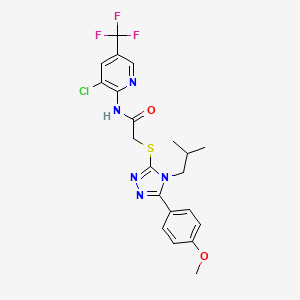 molecular formula C21H21ClF3N5O2S B1656695 N-[3-chloro-5-(trifluoromethyl)pyridin-2-yl]-2-[[5-(4-methoxyphenyl)-4-(2-methylpropyl)-1,2,4-triazol-3-yl]sulfanyl]acetamide CAS No. 5374-31-2