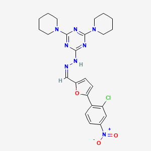 molecular formula C24H27ClN8O3 B1656702 N-[(Z)-[5-(2-chloro-4-nitrophenyl)furan-2-yl]methylideneamino]-4,6-di(piperidin-1-yl)-1,3,5-triazin-2-amine CAS No. 5376-47-6