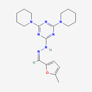 molecular formula C19H27N7O B1656705 N-[(Z)-(5-methylfuran-2-yl)methylideneamino]-4,6-di(piperidin-1-yl)-1,3,5-triazin-2-amine CAS No. 5377-65-1