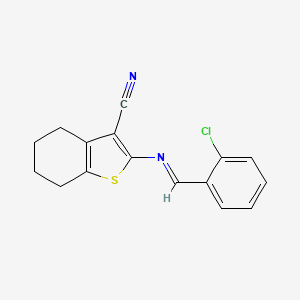 2-{[(E)-(2-chlorophenyl)methylidene]amino}-4,5,6,7-tetrahydro-1-benzothiophene-3-carbonitrile