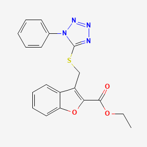 molecular formula C19H16N4O3S B1656717 Ethyl 3-[(1-phenyltetrazol-5-yl)sulfanylmethyl]-1-benzofuran-2-carboxylate CAS No. 5383-45-9