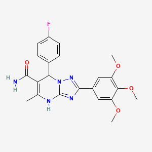 molecular formula C22H22FN5O4 B1656718 7-(4-Fluorophenyl)-5-methyl-2-(3,4,5-trimethoxyphenyl)-4,7-dihydro[1,2,4]triazolo[1,5-a]pyrimidine-6-carboxamide CAS No. 538320-10-4