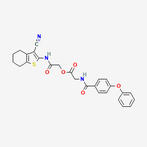 molecular formula C26H23N3O5S B1656754 [2-[(3-Cyano-4,5,6,7-tetrahydro-1-benzothiophen-2-yl)amino]-2-oxoethyl] 2-[(4-phenoxybenzoyl)amino]acetate CAS No. 5405-07-2