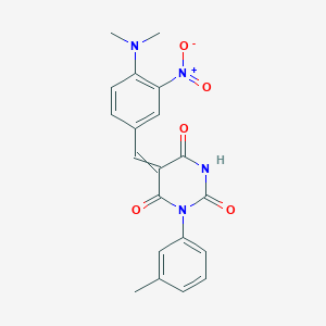 molecular formula C20H18N4O5 B1656857 5-{[4-(Dimethylamino)-3-nitrophenyl]methylidene}-1-(3-methylphenyl)pyrimidine-2,4,6(1H,3H,5H)-trione CAS No. 5467-63-0