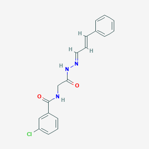 molecular formula C18H16ClN3O2 B1656859 3-chloro-N-[2-oxo-2-[(2E)-2-[(E)-3-phenylprop-2-enylidene]hydrazinyl]ethyl]benzamide CAS No. 5468-09-7