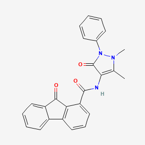 molecular formula C25H19N3O3 B1656882 N-(1,5-Dimethyl-3-oxo-2-phenyl-2,3-dihydro-1H-pyrazol-4-YL)-9-oxo-9H-fluorene-1-carboxamide CAS No. 5473-94-9