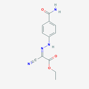 molecular formula C12H12N4O3 B1656887 ethyl (2Z)-[2-(4-carbamoylphenyl)hydrazinylidene](cyano)ethanoate CAS No. 5474-72-6