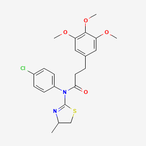 molecular formula C22H25ClN2O4S B1656888 N-(4-chlorophenyl)-N-(4-methyl-4,5-dihydro-1,3-thiazol-2-yl)-3-(3,4,5-trimethoxyphenyl)propanamide CAS No. 5474-92-0